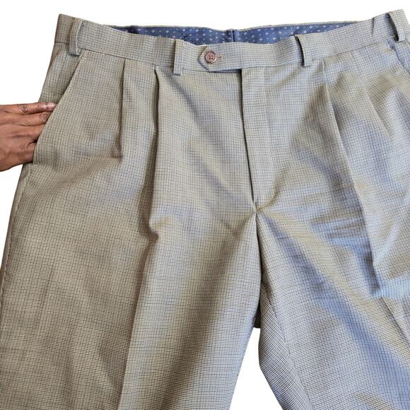 Ralph Lauren Men Vintage Classic Houndstooth Pleated 100% Wool Dress Pants 38x32 - Picture 3 of 11